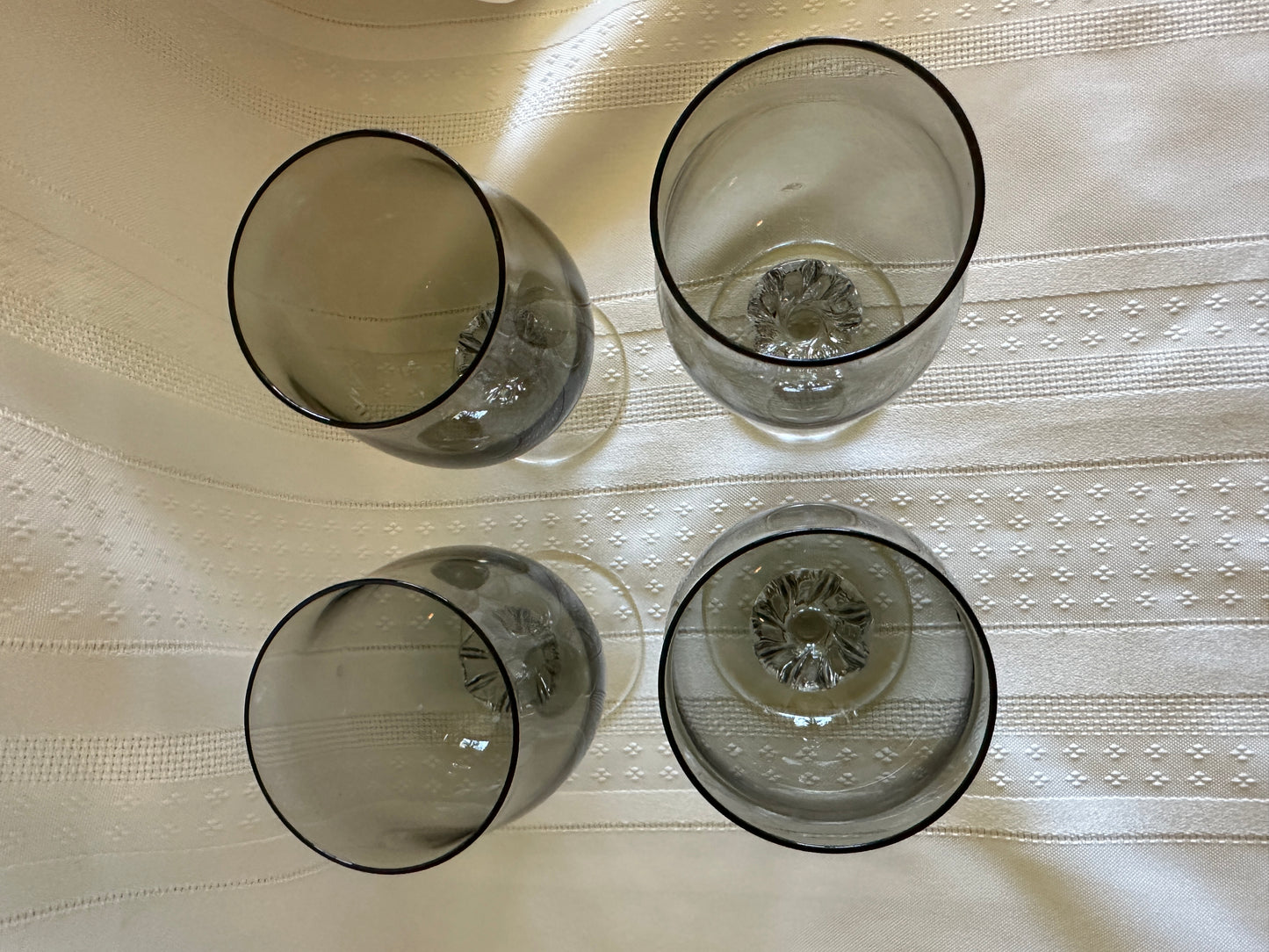 Vintage Japanese Sasaki Smoked Green Cordial Glasses Set of 4